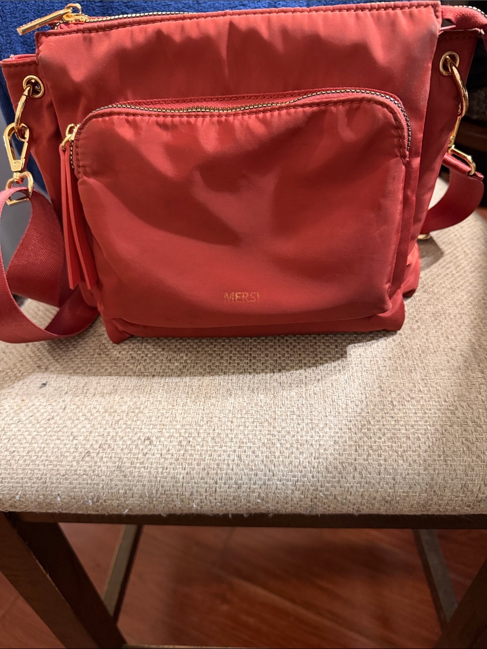 Mersi  Red Crossbody with Gold Hardware